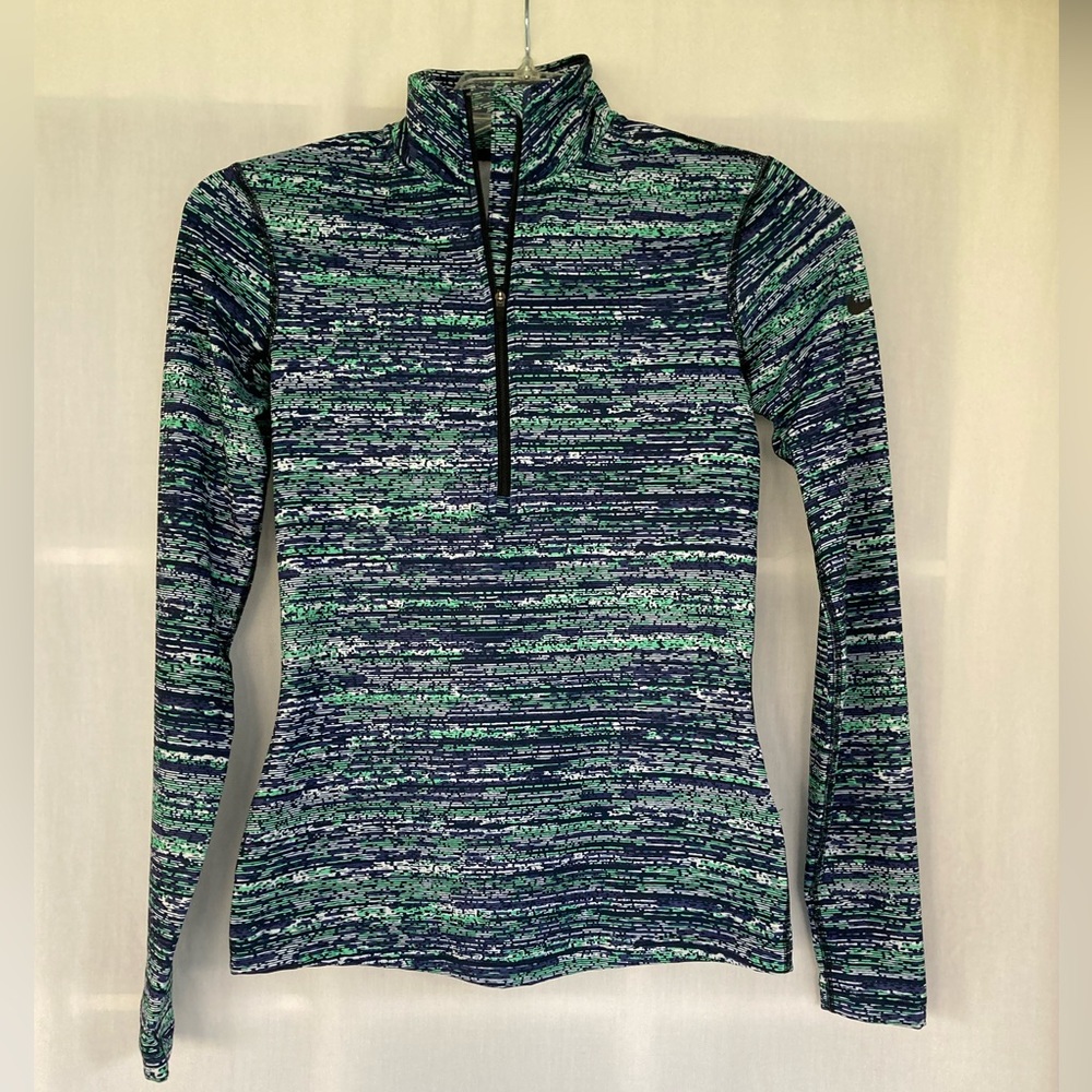 Nike Pro Dri-Fit Warm Static 1/2 Zip Training Pullover Size Small Blue/Green